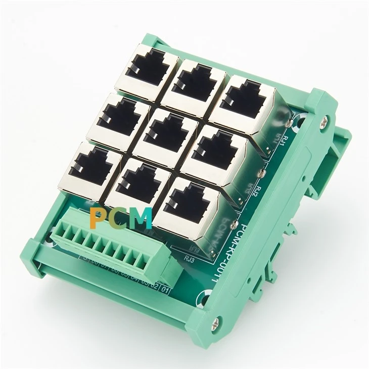 9 Way DIN Rail RJ45 To Terminal Block Adapter