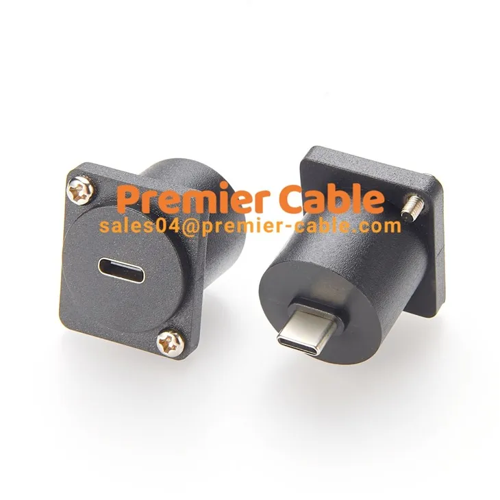 Adapterconnector USB-C-bak naar USB 3.1 Type-C-plug paneelflens mount