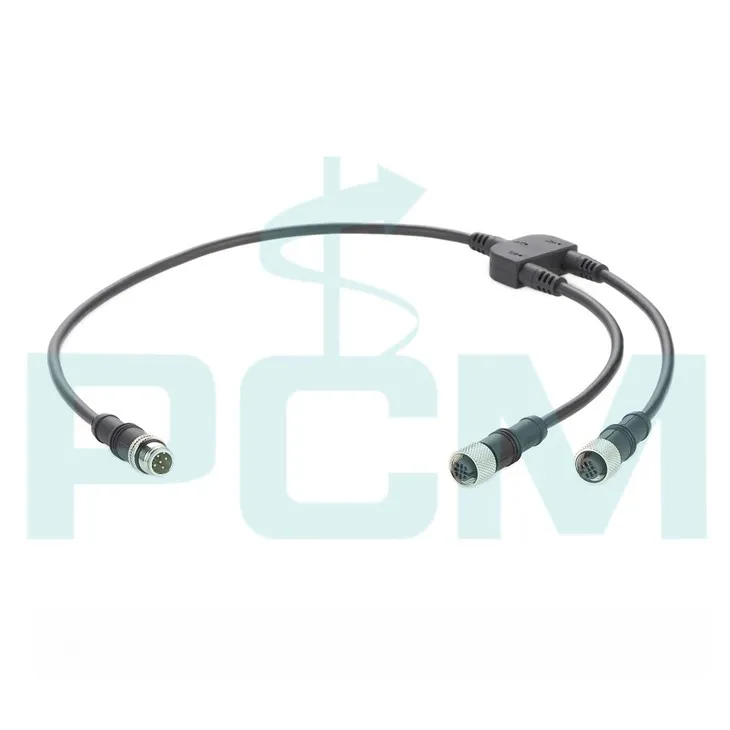 M12 A Code 5 Pin Y Splitter 3 Way Sensor Cable