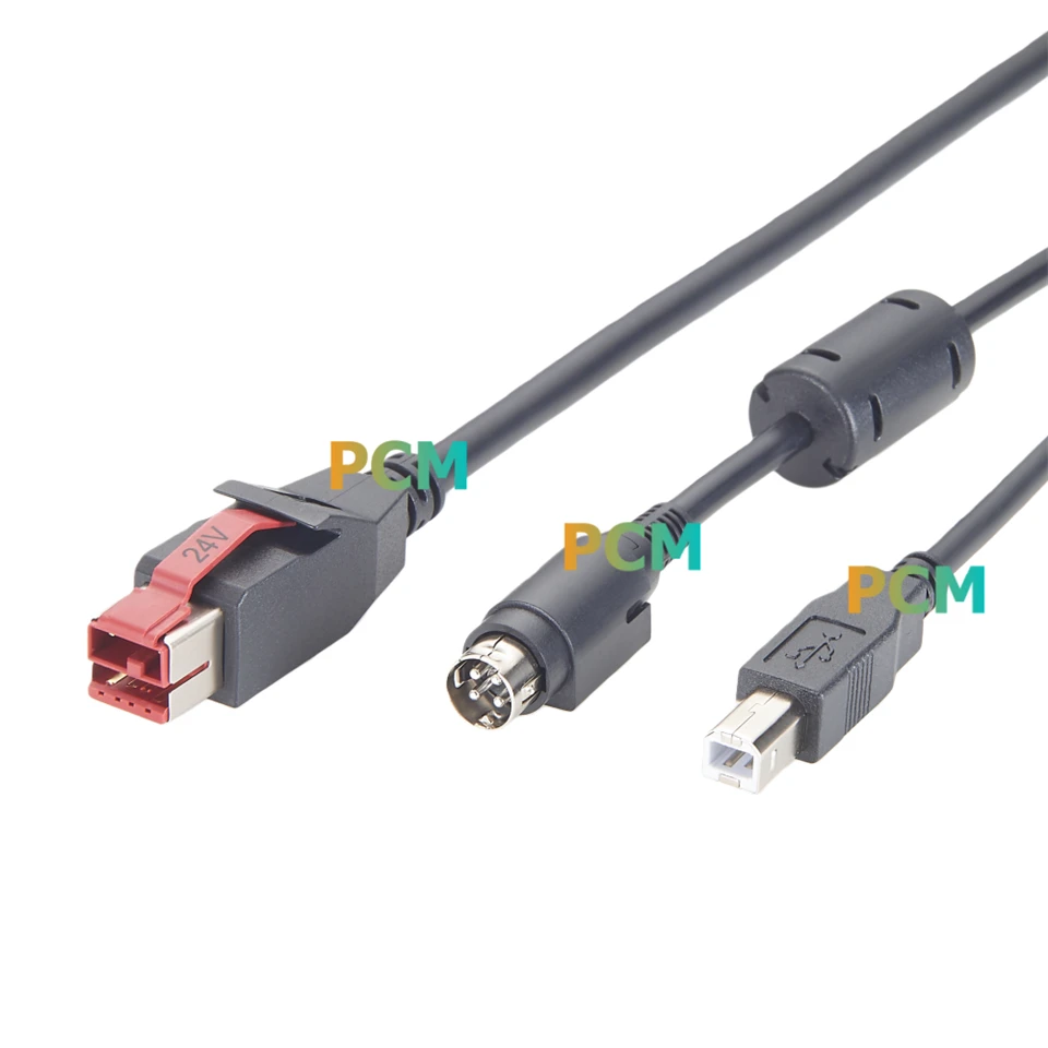 Powered USB To USB-B Hosiden 4Pin 24V Power Cable