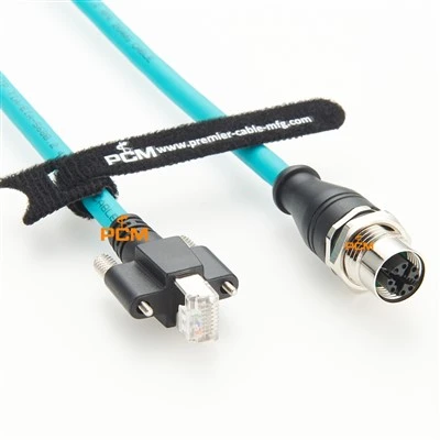 M12 X-code naar RJ45 Paneel Mount Ethernet-kabel
