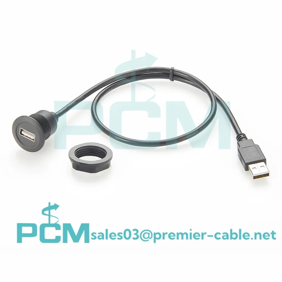 USB-A-verlengkabel Paneelkastbehuizing Chassismontage